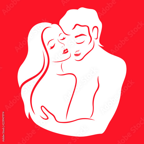 Gentle hugs of man and woman