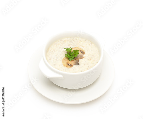 champignon soup on white background