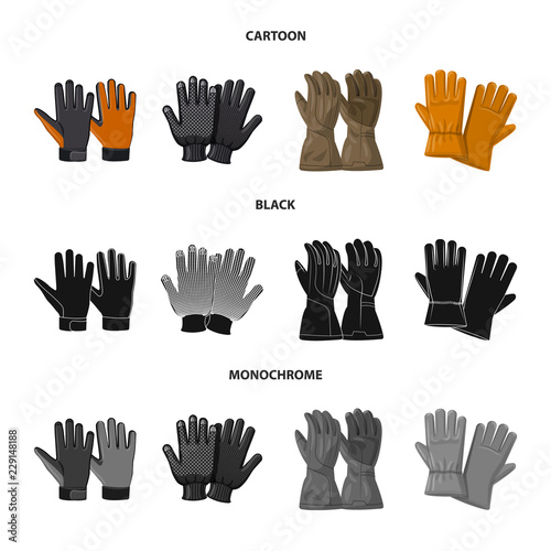 Isolated object of glove and winter icon. Set of glove and equipment stock vector illustration.
