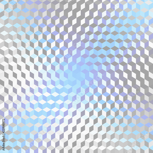 Blurred background. Geometric abstract pattern in low poly style. Effect of a glass. Small cubes. Vector image. © kastanka