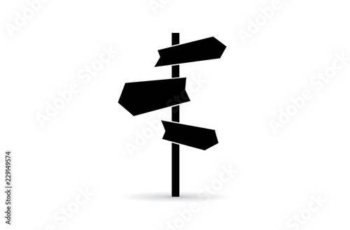 Road direction indicator. Icon signpost. Directions to different places. 