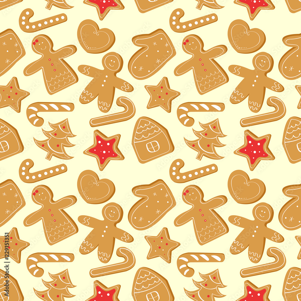 Christmas seamless pattern with ginger cookies. Christmas seamless pattern with ginger cookies.