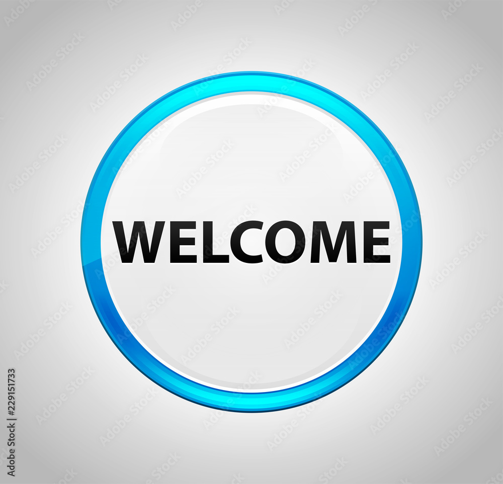 Welcome Round Blue Push Button Welcome Round Blue Push Button