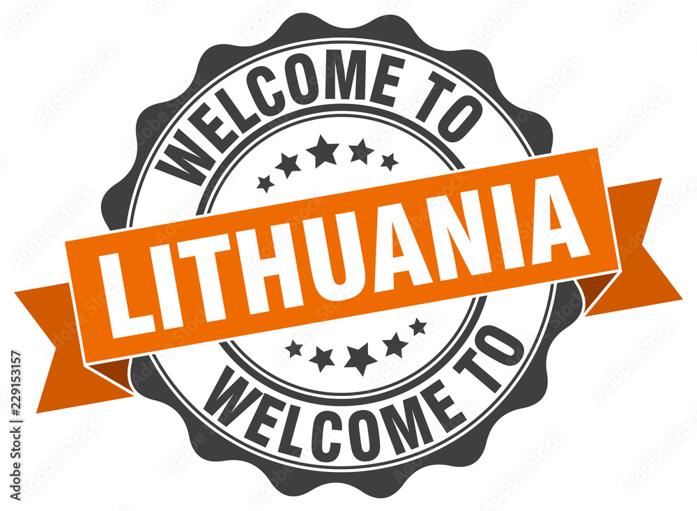 Obraz premium Lithuania round ribbon seal