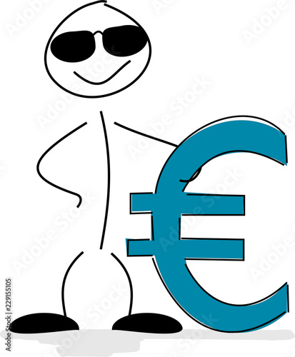 Cooles Strichmännchen mit Eurozeichen