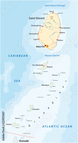 saint vincent and the grenadines vector map