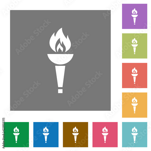Torch square flat icons