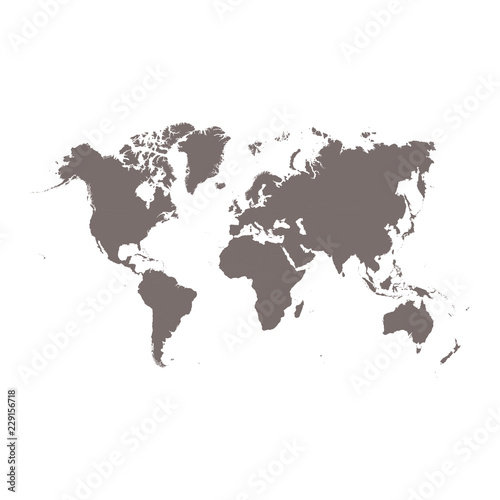 World map vector isolated on white background. Flat Earth gray similar template for web site pattern  cover  anual report  inphographics. Globe worldmap icon. Travel country silhouette backdrop.