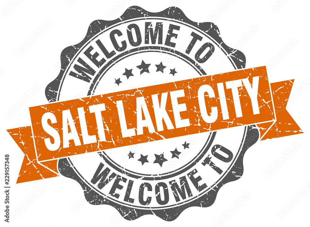 Fototapeta premium Salt Lake City round ribbon seal