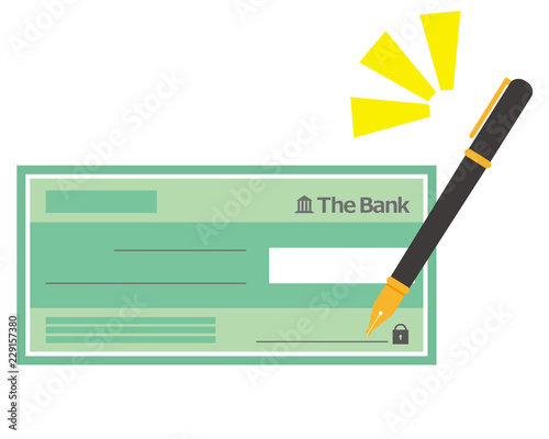 小切手　チェック　小切手帳　ペン