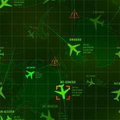 Fototapete Militärmuster Detailed green military radar with planes traces and target signs seamless pattern  © EvgeniyBobrov