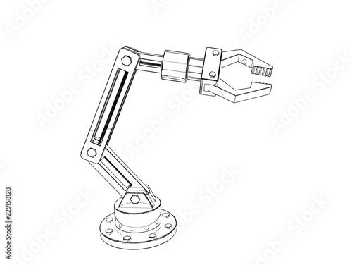 Robotic arm. Isolated on wh...