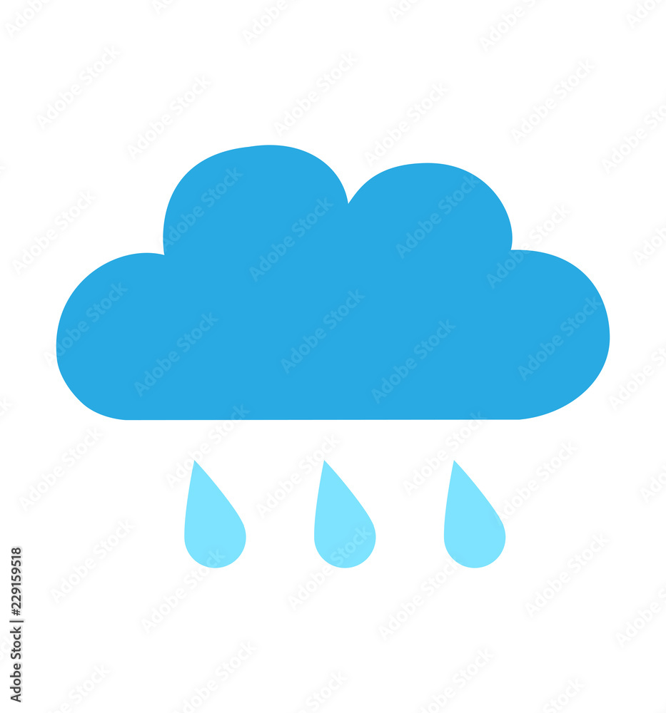 Blue rain cloud flat icon isolated on white background vector illustration for web site design, app Blue rain cloud flat icon isolated on white background vector illustration for web site design, app