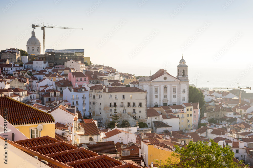 Charming Alfama during sunny day, Lisbon, Portugal