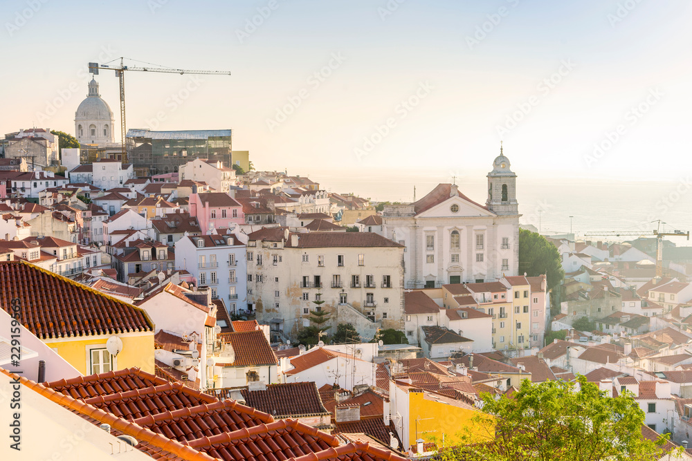 Charming Alfama during sunny day, Lisbon, Portugal