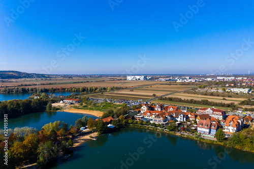 Luftaufnahme, Niedernberger Seenplatte, Niedernberg, Landkreis Miltenberg, Unterfranken, Bayern, Deutschland