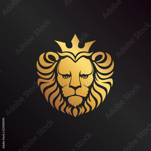 Fototapeta Naklejka Na Ścianę i Meble -  Lion logo. Lion head with crown - vector illustration, emblem design. Universal company symbol.