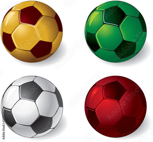 Four balls of different colors.