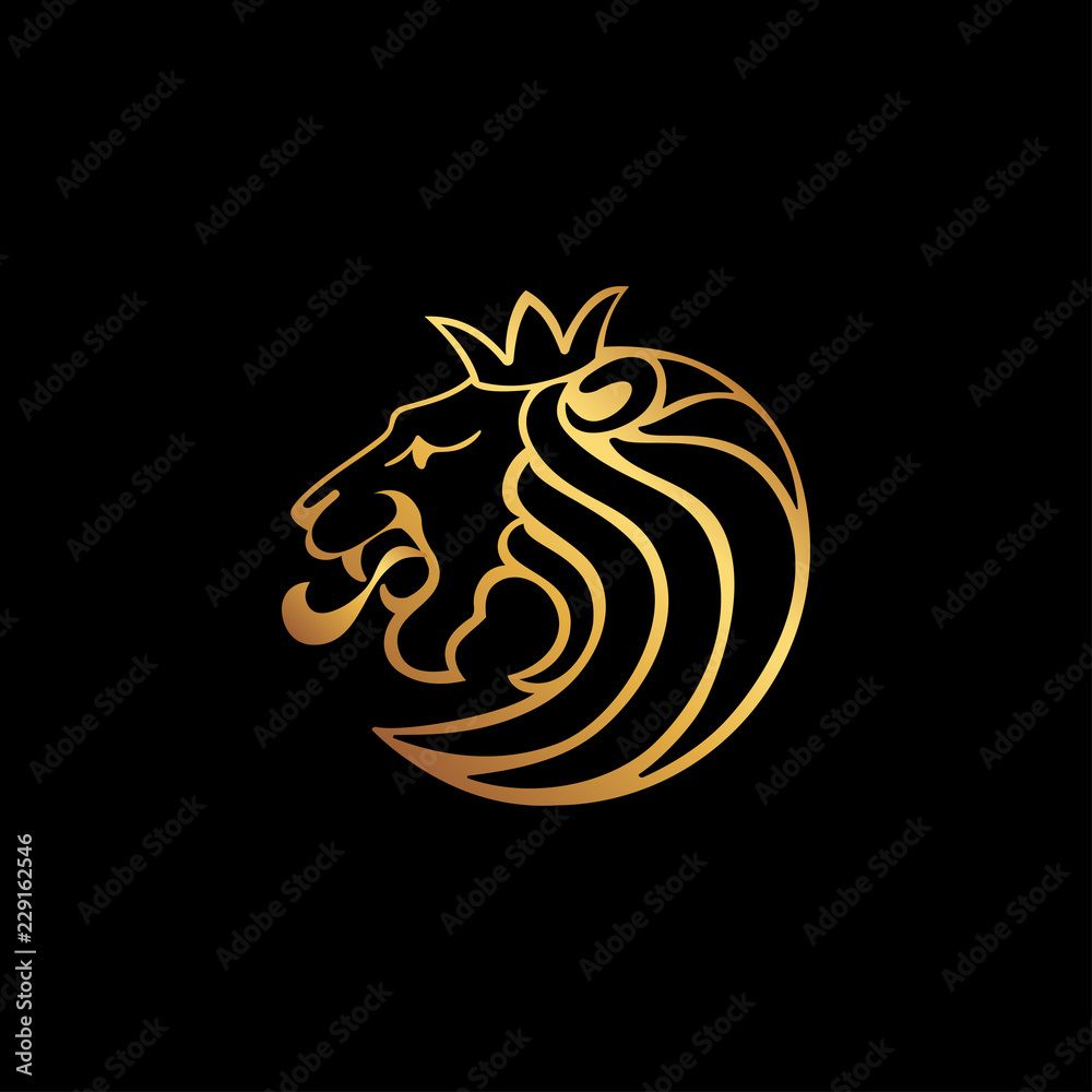 Lion logo. Lion head with crown - vector illustration, emblem design. Universal company symbol.