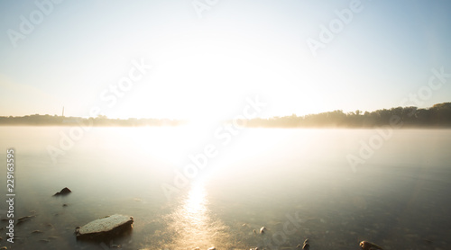 Bright morning light over the river nearby cologne