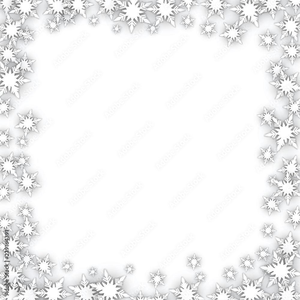 Christmas Frame with White Snowflakes