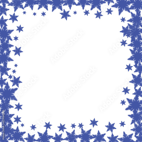 Fototapeta Naklejka Na Ścianę i Meble -  Christmas Border with Blue Snowflakes