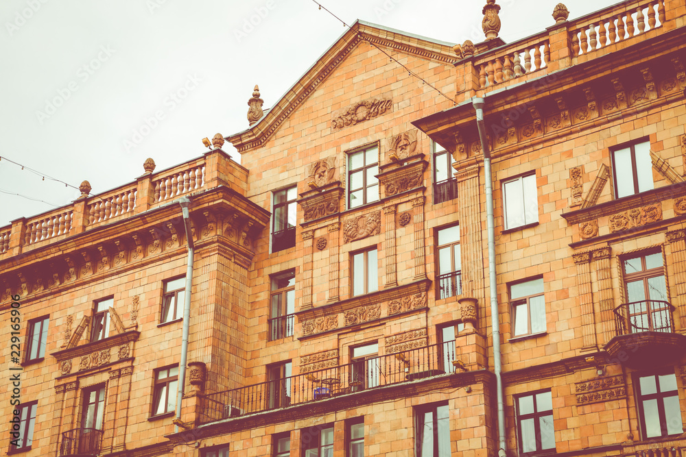 Traditional architecture in old part of city of Minsk, Belarus.