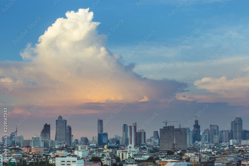Fototapeta premium Big Clouds on Bangkok Metropolitan, High Angle