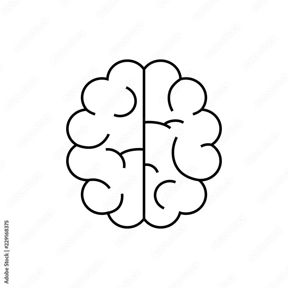 Brain, mind or intelligence line art vector icon for apps and websites Brain, mind or intelligence line art vector icon for apps and websites