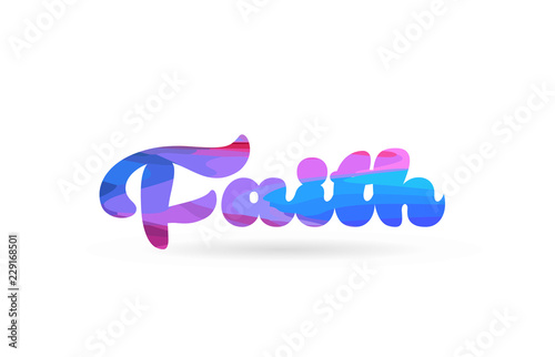 faith pink blue color word text logo icon