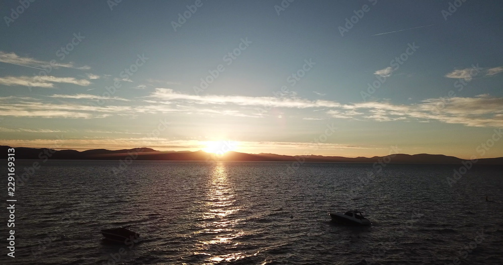 Sunset over Lake Tahoe.Aerial view Nevada.USA Sunset over Lake Tahoe.Aerial view Nevada.USA