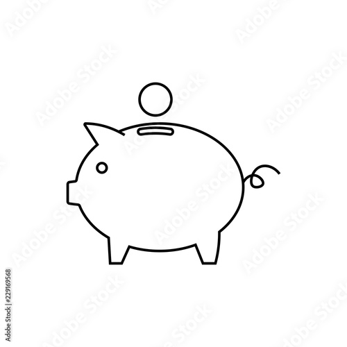 Piggy bank line icon, outline vector sign, linear style pictogram isolated on white. Symbol, logo illustration. Pixel perfect vector graphics