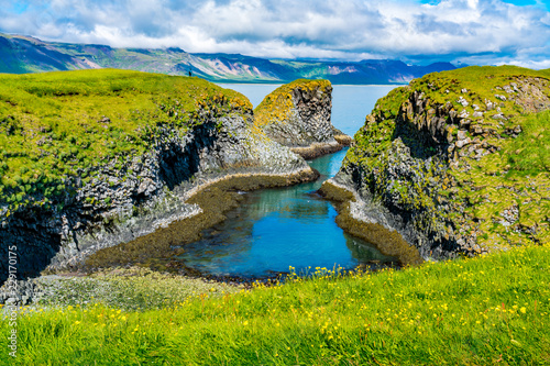 Beautiful Icelandic Landscape of Rocky Coast at Arnarstapi Village