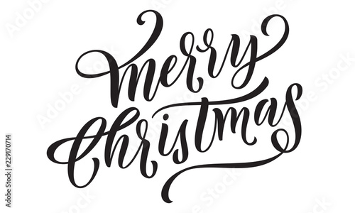 Merry Christmas calligraphy lettering or Xmas holiday greeting card text quote