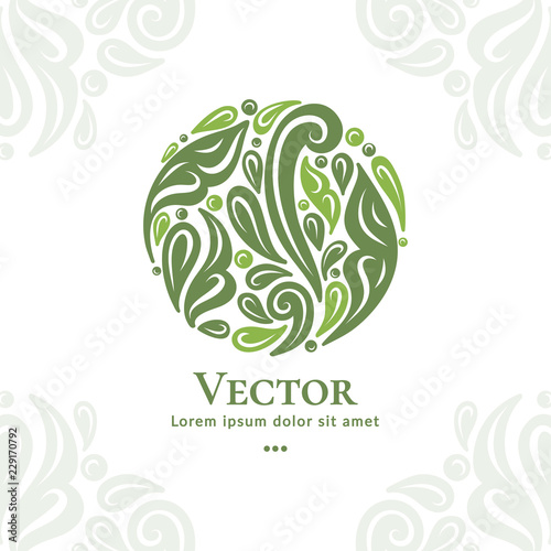 Abstract emblem. Elegant, classic elements. Can be used for jewelry, beauty and fashion industry. Great for logo, monogram, invitation, flyer, menu, brochure, background, or any desired idea.