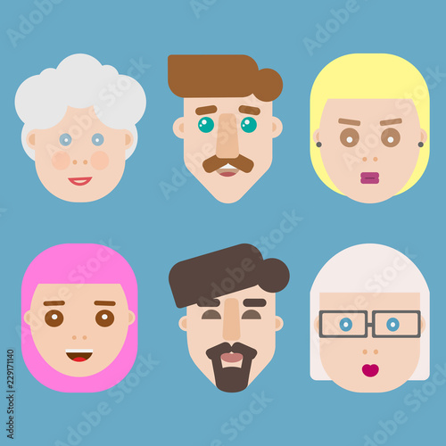 Flat illustration human head. Flat icon.