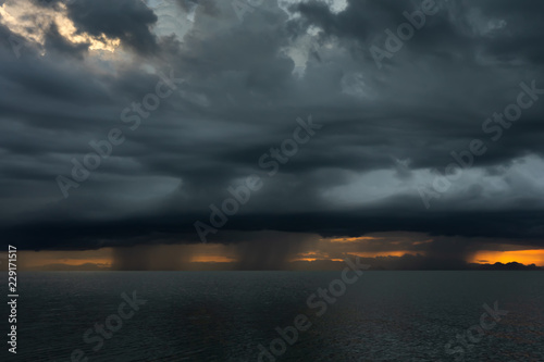 Seascape with cloud in rain season.