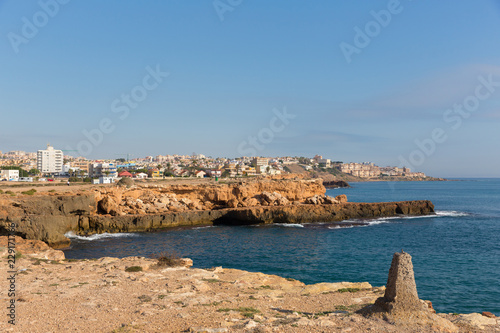 Rocky coast view north of Torrevieja Spain towards direction of La Mata 