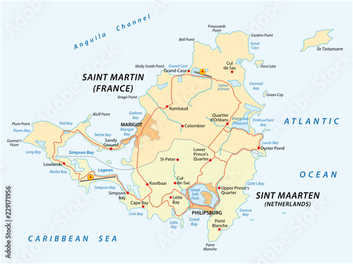road vector map of Sint Marteen-Sint Maarten photo