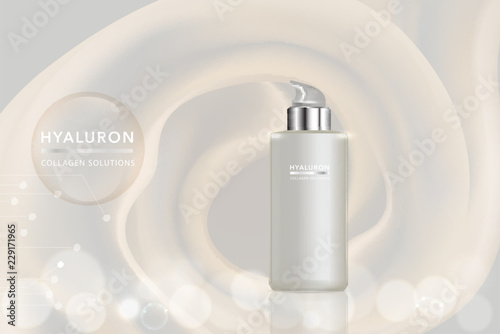 Beauty product, white cosmetic container with advertising background ready to use, luxury skin care ad. illustration vector.	