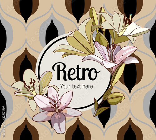 Flower framing on vintage seamless pattern