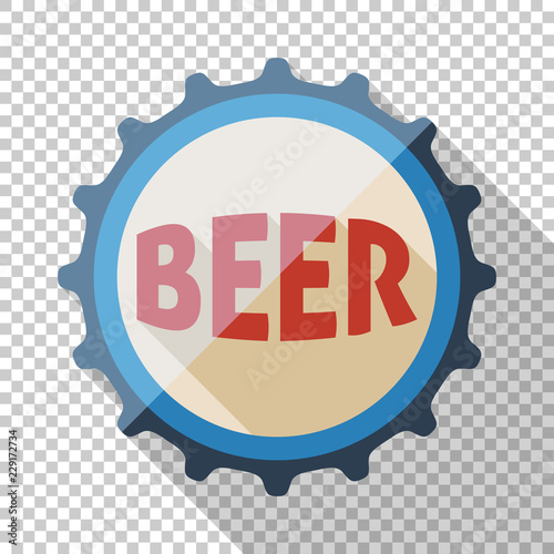 Beer bottle cap icon in flat style on transparent background