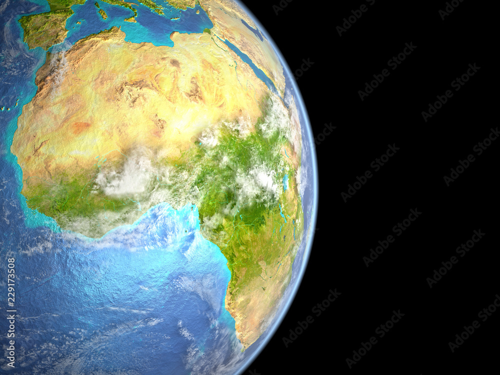 Africa on planet Earth from space. Satellite view.