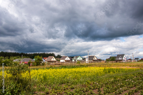 rural landscape with village