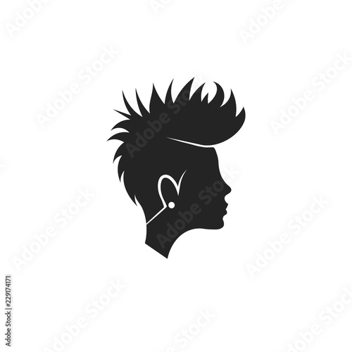
Woman with short hair. Hipster black silhouette. Profile of a woman's head. Vector illustration.