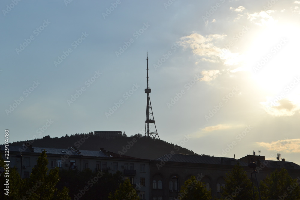 Tbilisi Mountain Observation Tower Sunset