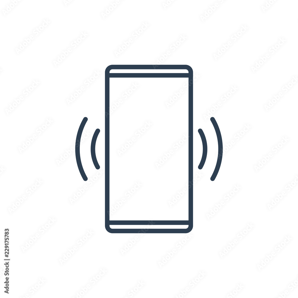 Simple Line of Cell Phone Vector Icon - mobile phone ringing or vibrating Simple Line of Cell Phone Vector Icon - mobile phone ringing or vibrating