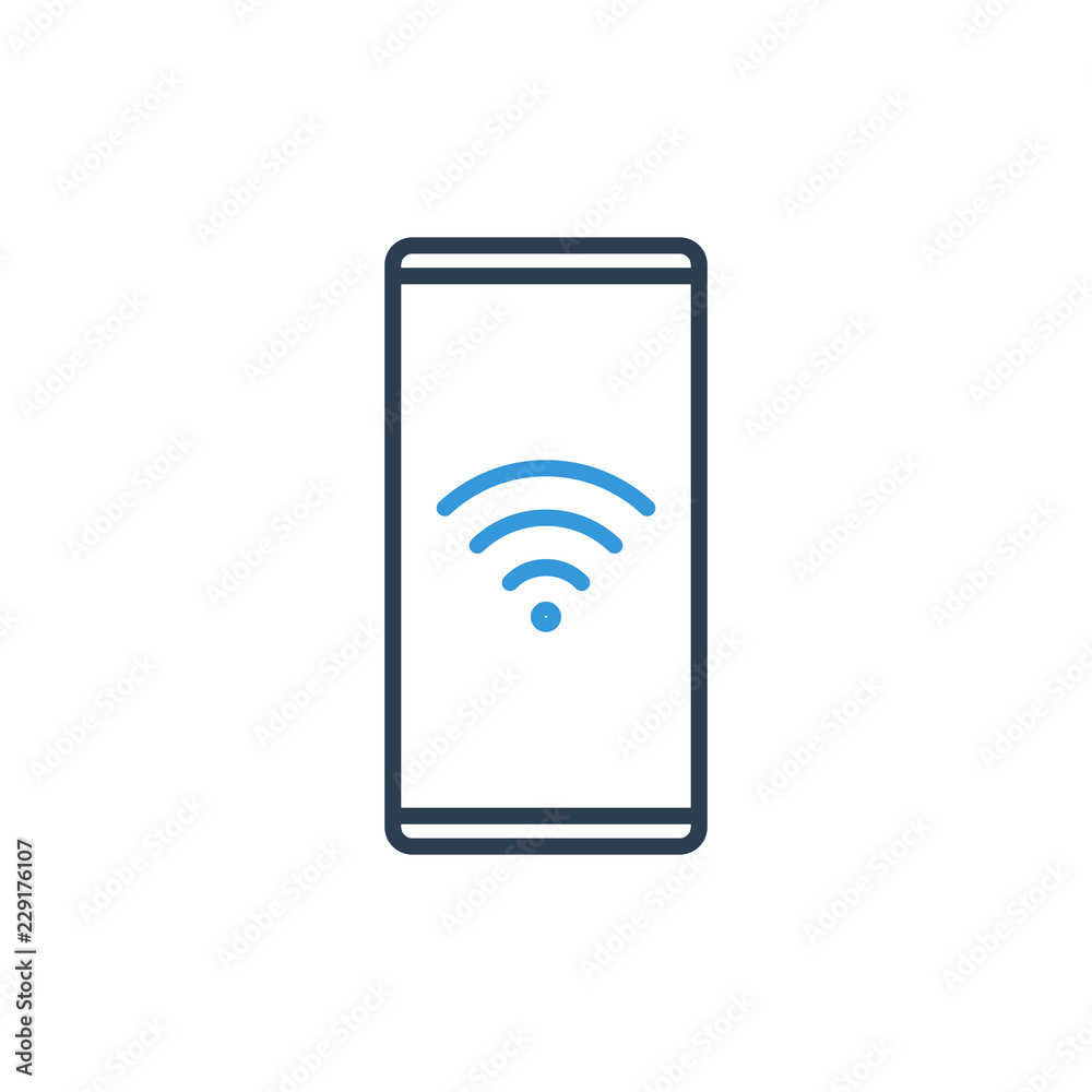 Simple Line of Cell Phone Vector Icon - wifi wireless remote control Simple Line of Cell Phone Vector Icon - wifi wireless remote control