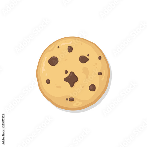 Chocolate chips cookie vector illustration isolated on white