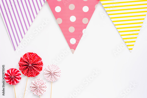 Colourful paper flag with r...
